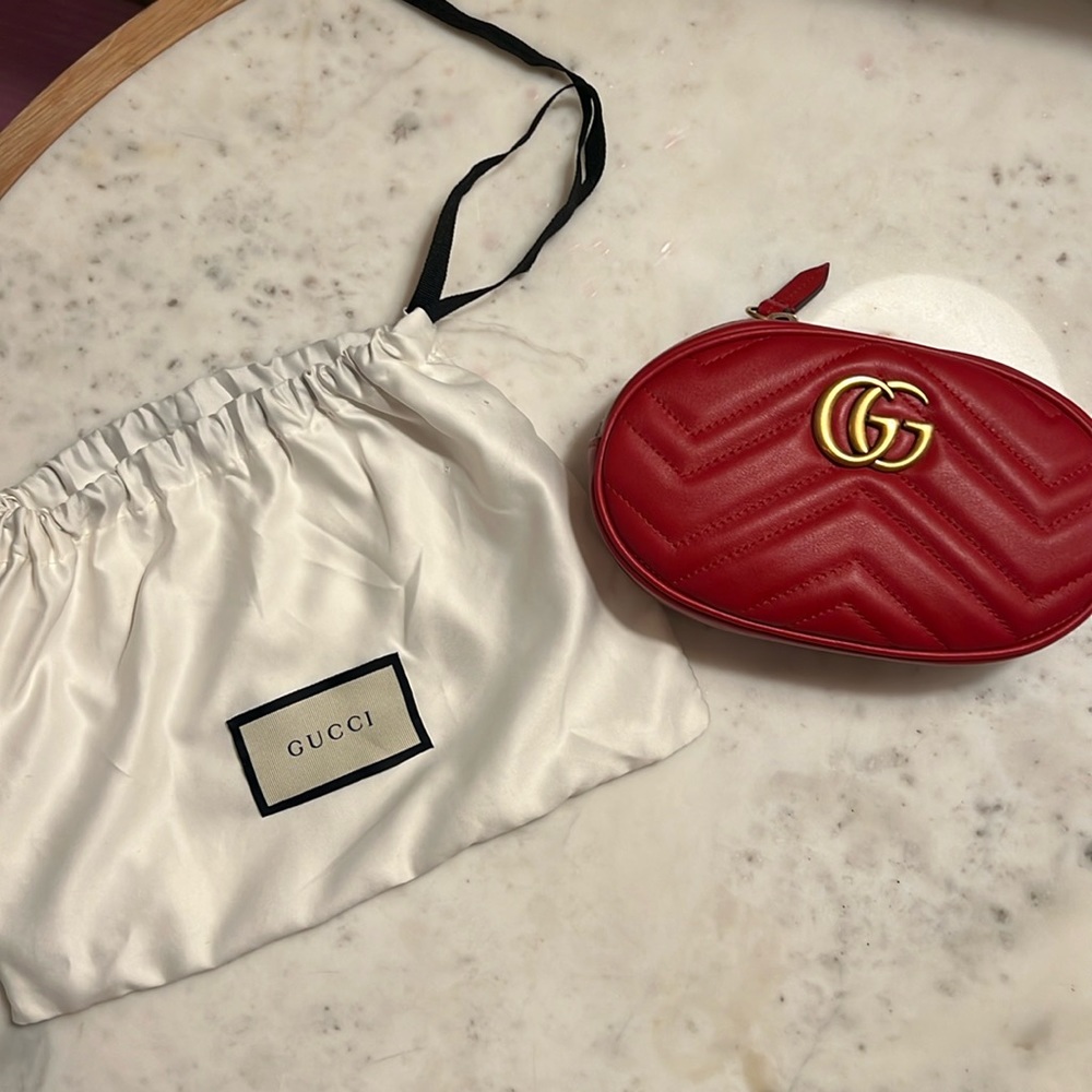 NWT GUCCI GG marmont matelasse red leather bag